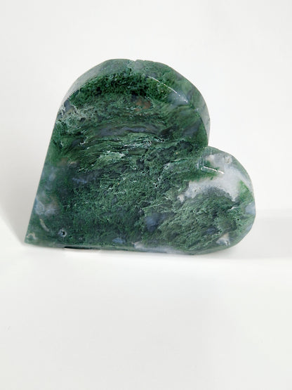 Green &amp; Blue Moss Agate Carved Hearts – A Symbol of Growth and Serenity