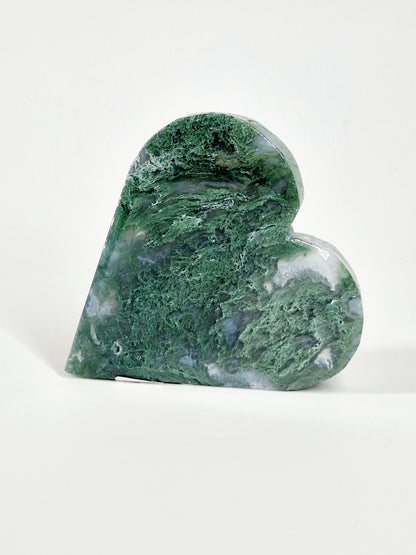 Green &amp; Blue Moss Agate Carved Hearts – A Symbol of Growth and Serenity