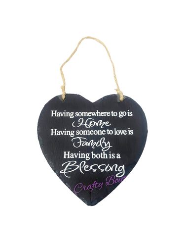 Large Family Heart Slate Wall Plaque
