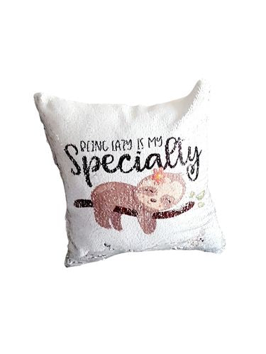 Sleepy Sloth Reversible Sequin Cushion