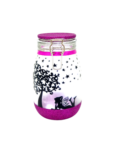 Mystical Glow Fairy Light Jar with Hand Frosted Glass and Glitter Base - Illuminate Your World with Enchantment