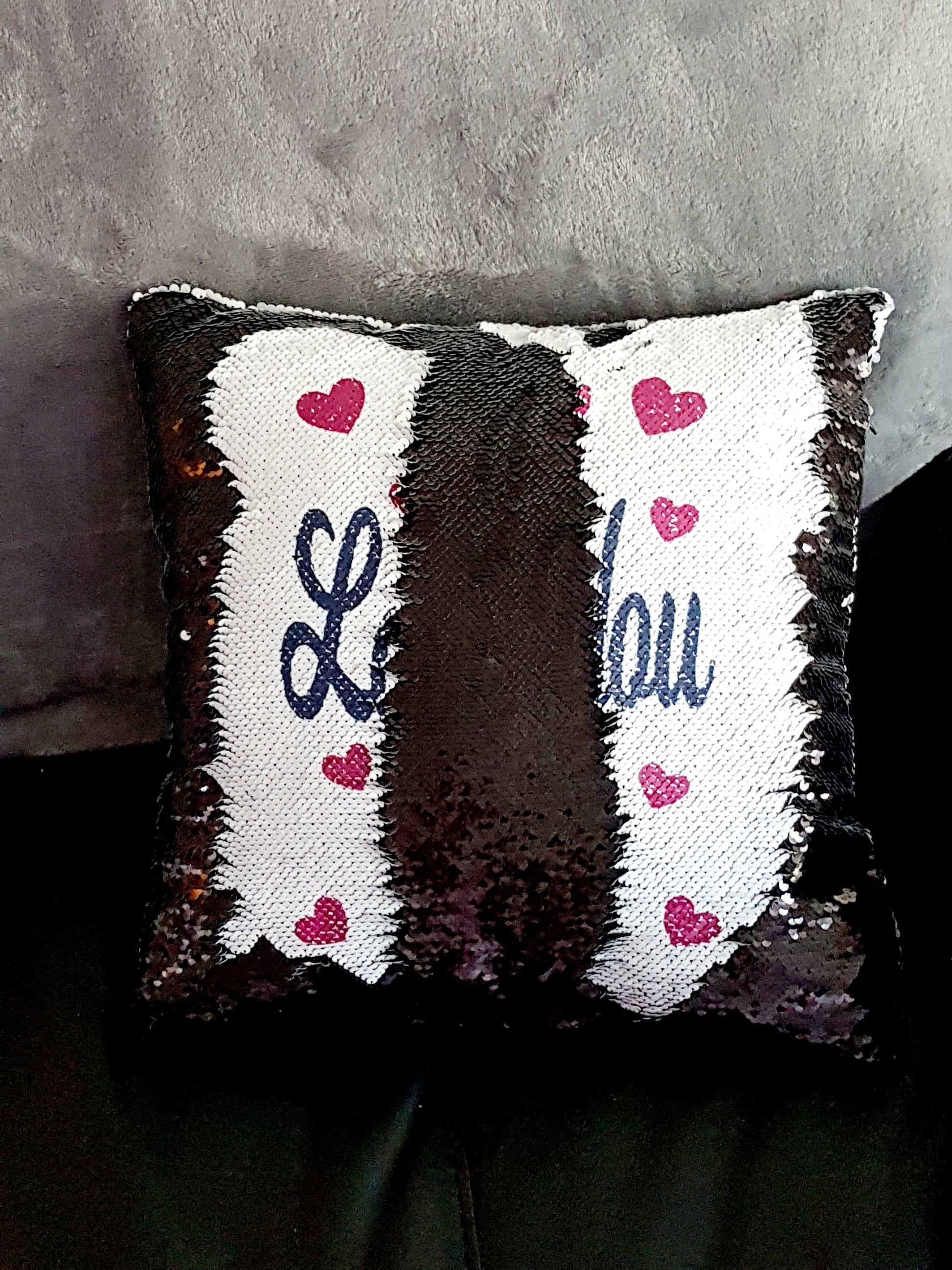 Personalised I love You Reversible Sequin Cushion