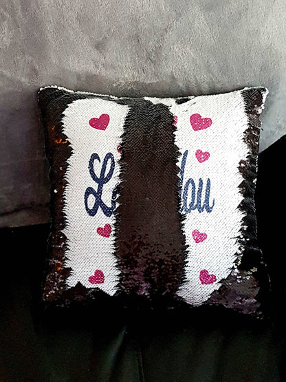 Personalised I love You Reversible Sequin Cushion