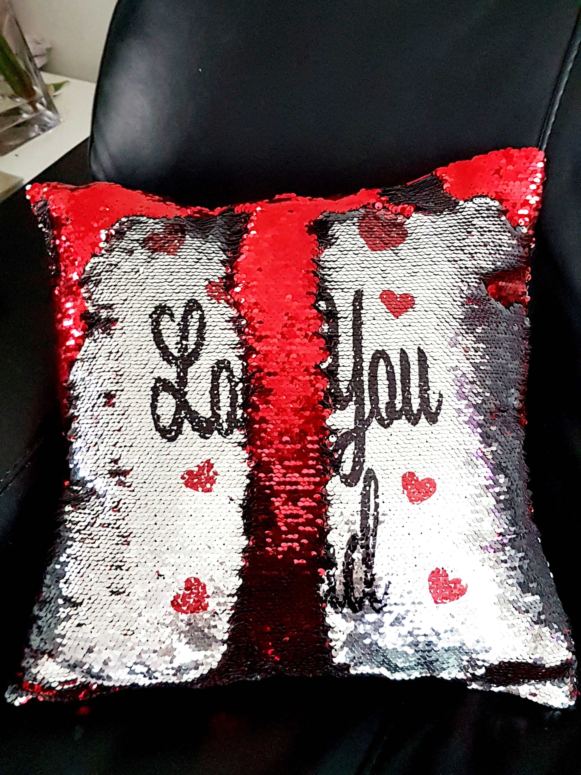 Personalised I love You Reversible Sequin Cushion