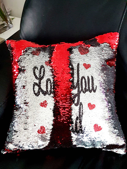 Personalised I love You Reversible Sequin Cushion