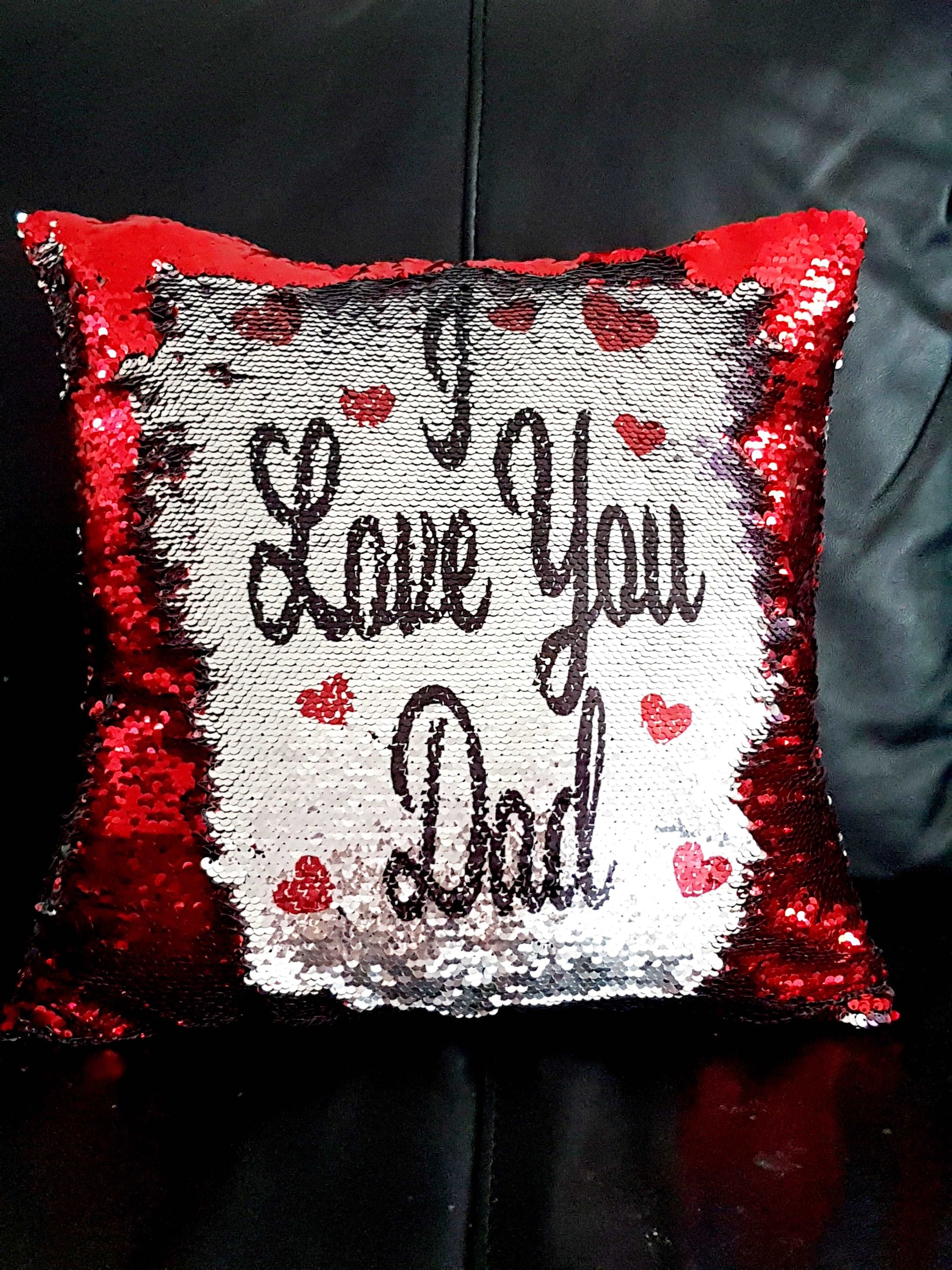 Personalised I love You Reversible Sequin Cushion