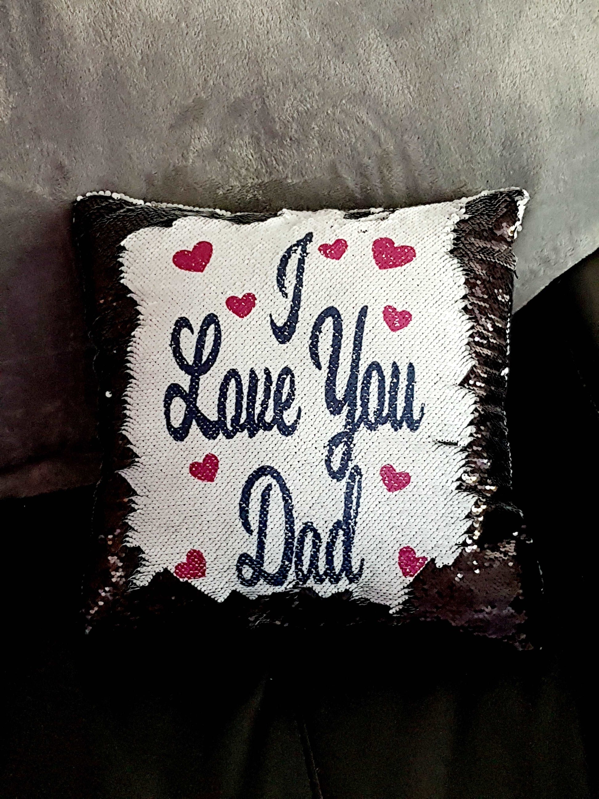 Personalised I love You Reversible Sequin Cushion
