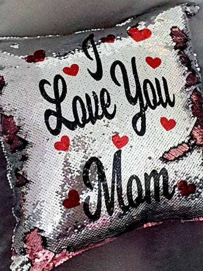 Personalised I love You Reversible Sequin Cushion