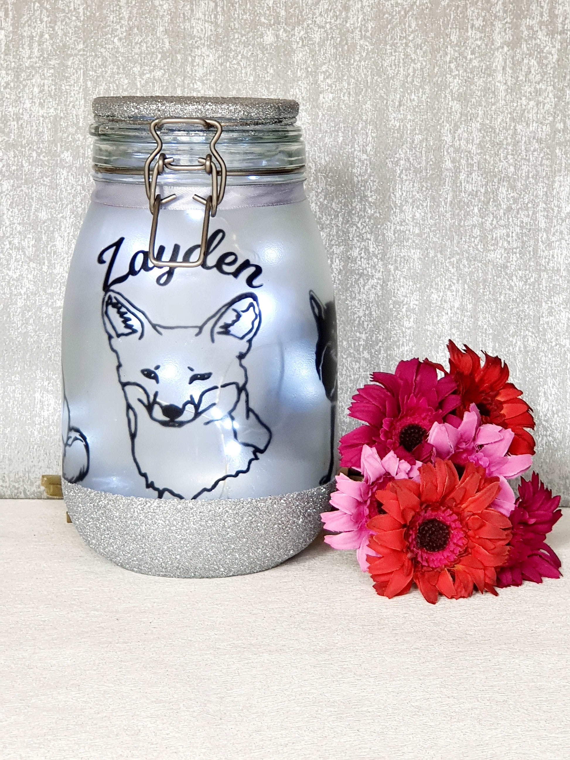 Large Fox Themed Light Jar