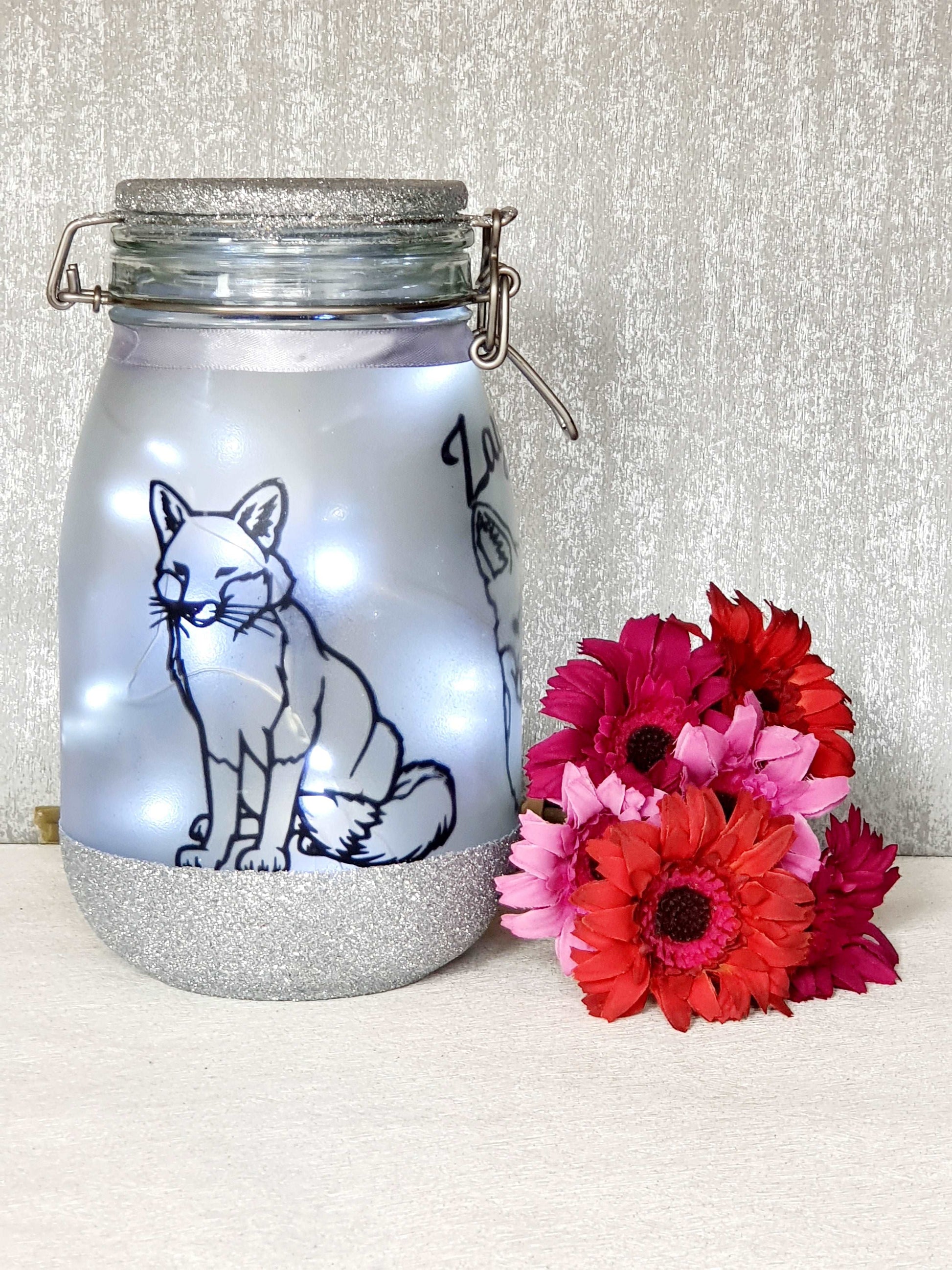Large Fox Themed Light Jar