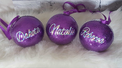 Large 10cm Personalised Glitter Christmas Bauble,Christmas Ornament,Christmas Tree Decoration,Glitter Ornaments,Large Christmas Ornaments
