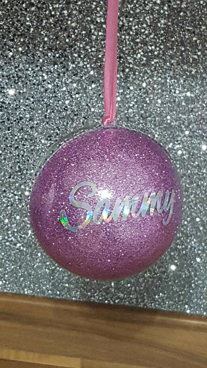 Large 10cm Personalised Glitter Christmas Bauble,Christmas Ornament,Christmas Tree Decoration,Glitter Ornaments,Large Christmas Ornaments