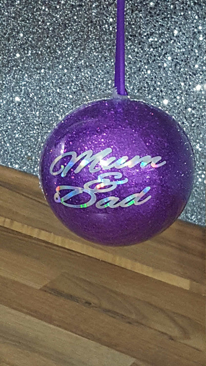 Large 10cm Personalised Glitter Christmas Bauble,Christmas Ornament,Christmas Tree Decoration,Glitter Ornaments,Large Christmas Ornaments