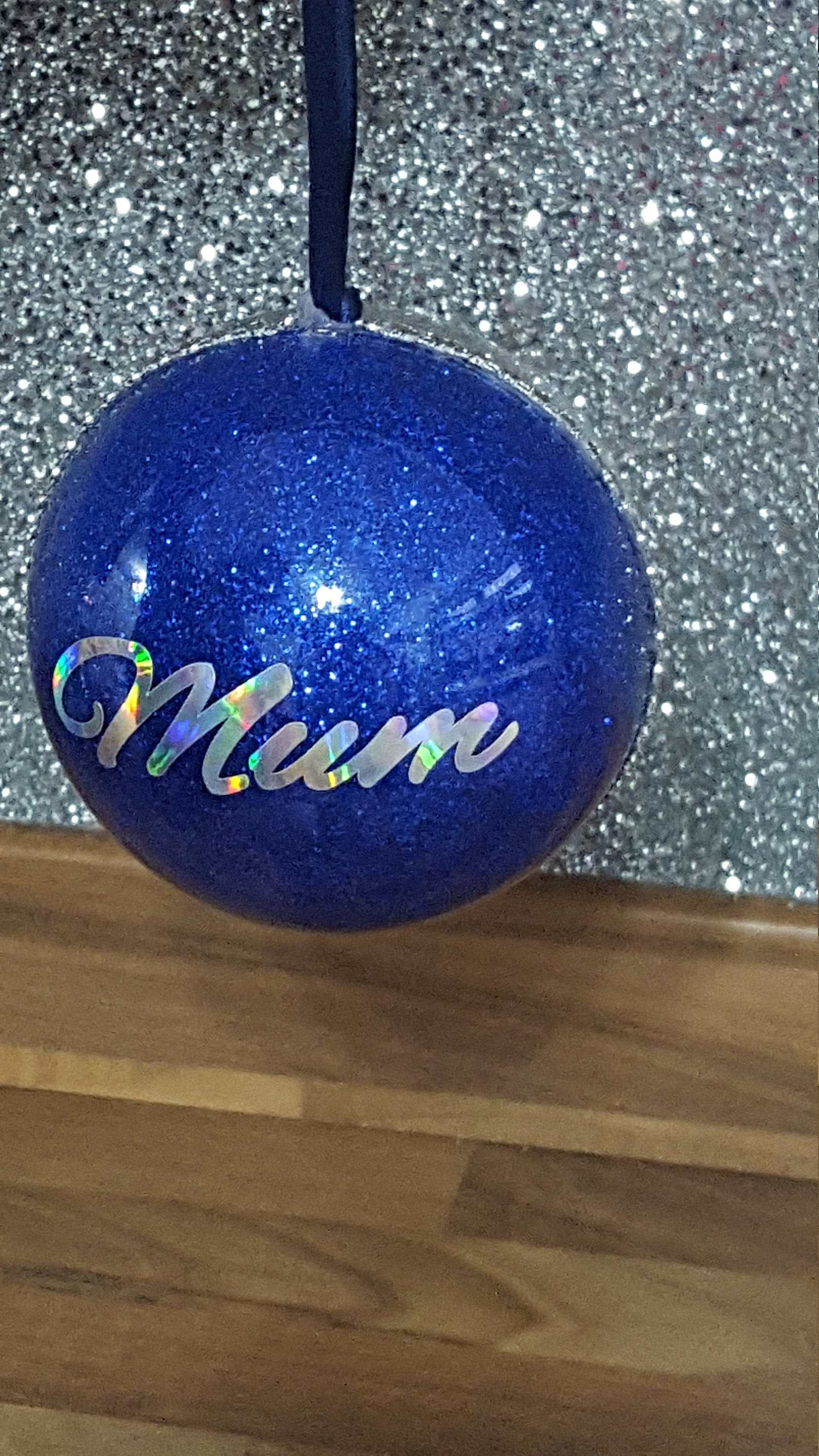 Large 10cm Personalised Glitter Christmas Bauble,Christmas Ornament,Christmas Tree Decoration,Glitter Ornaments,Large Christmas Ornaments