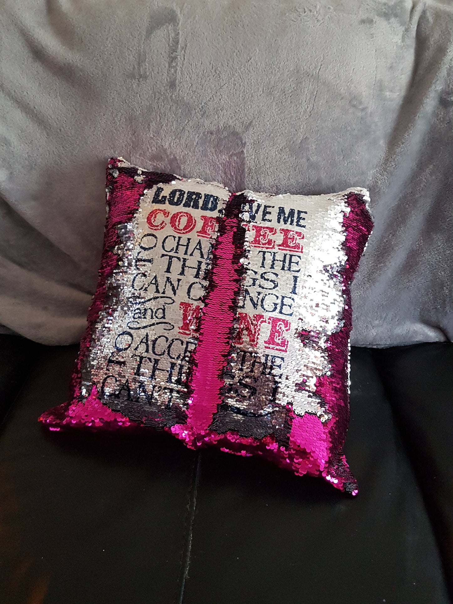 Reversible Sequin Cushion, Sequin Pillow, Hidden Message Pillow. Decorative Pillow, Wine Lovers Gifts,