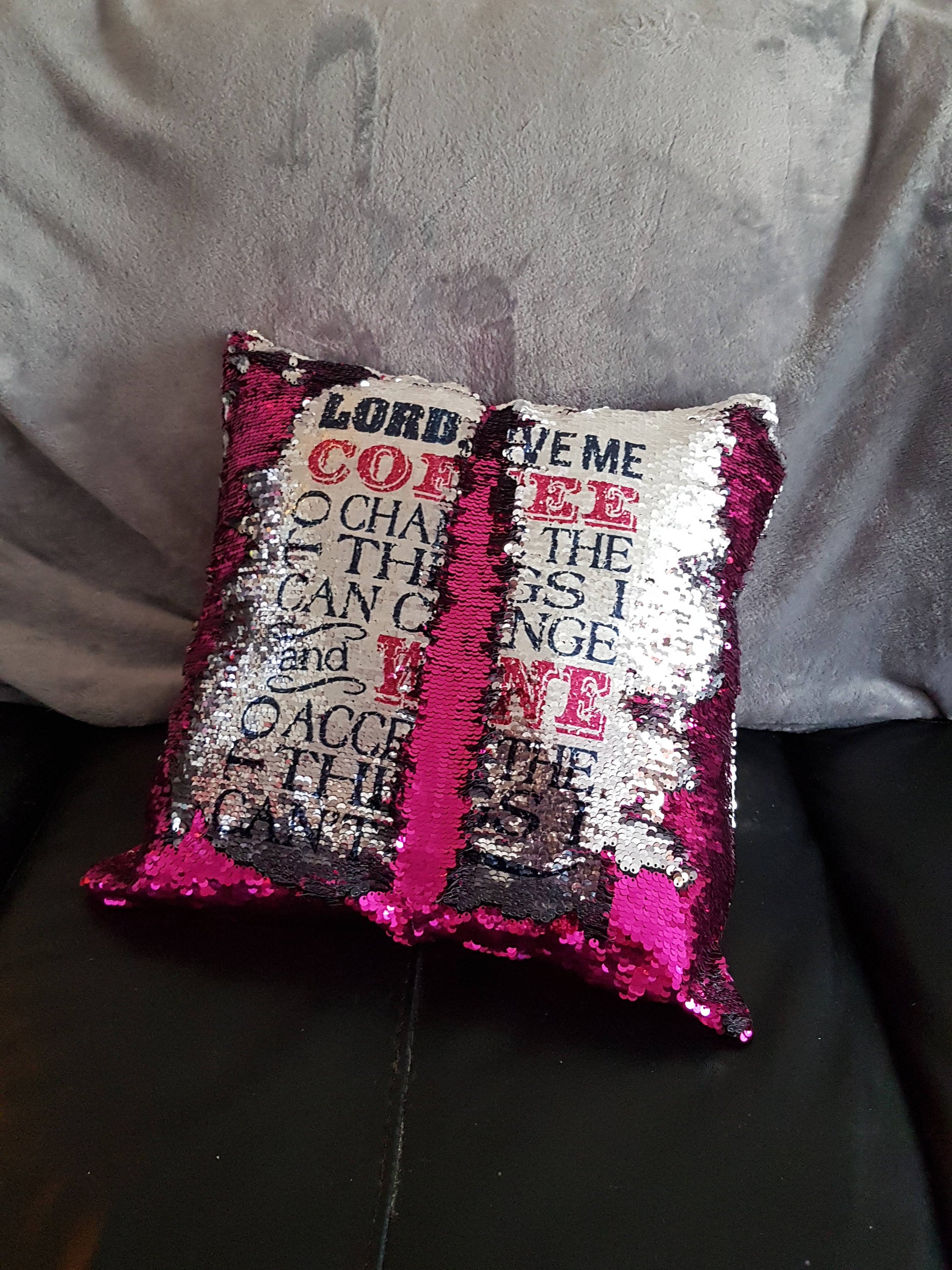 Reversible Sequin Cushion, Sequin Pillow, Hidden Message Pillow. Decorative Pillow, Wine Lovers Gifts,