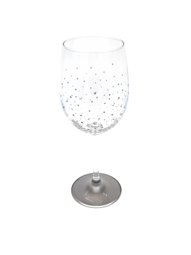 Hand Painted Silver Polka Dot Wine Glass