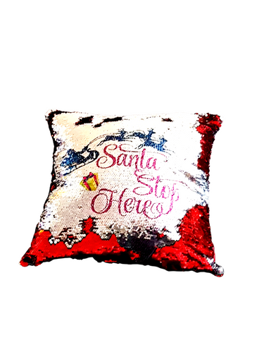 Christmas Santa Reversible Sequin Cushion