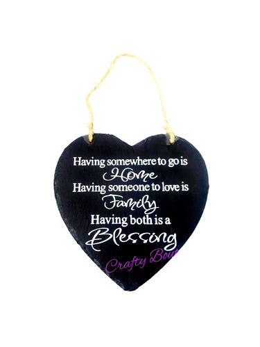 Large Family Heart Slate Wall Plaque