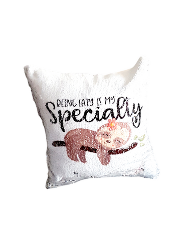 Sleepy Sloth Reversible Sequin Cushion